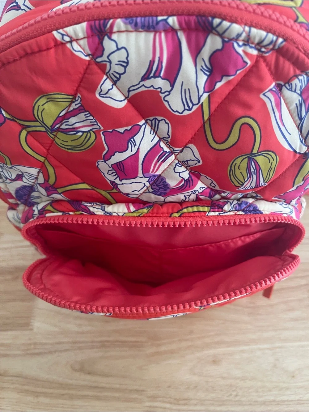Vera Bradley Quilted Floral Mini Backpack - Coral with Cream & Pink